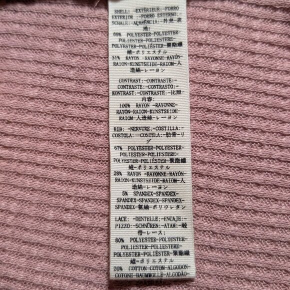 Free People Sweetest Thing Embroidered Thermal Top w/ Lace Sleeves in Blush Pink - Picture 5 of 16